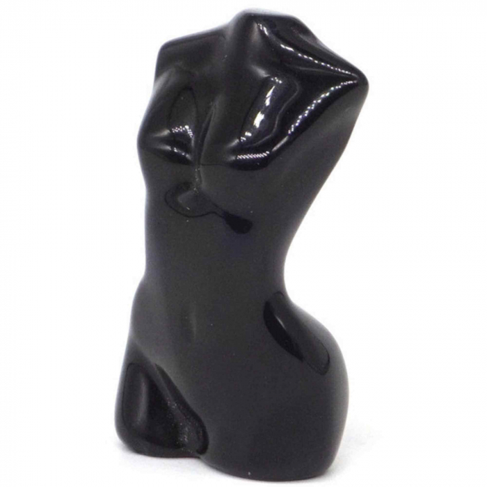 Forma bust femeie din cristal natural Obsidian 4 cm sculptat manual