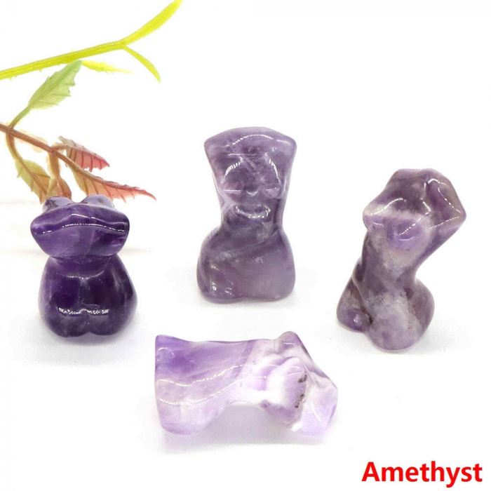 Forma bust femeie din cristal natural Ametist 4 cm sculptat manual [3]
