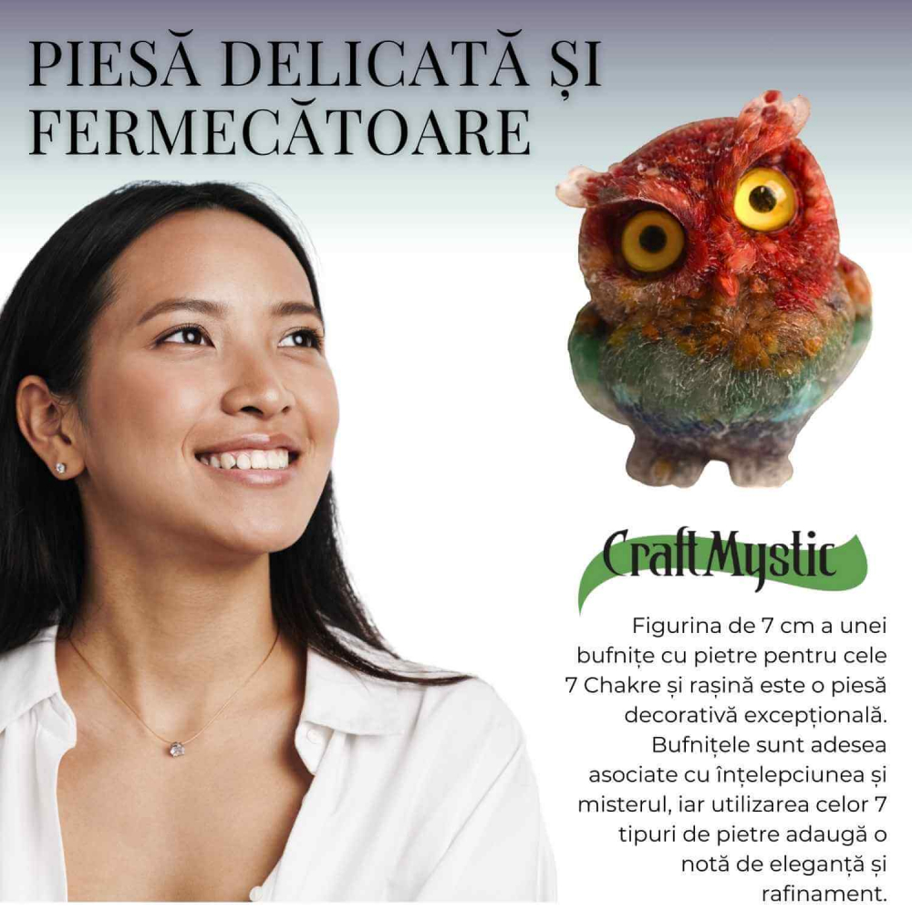 Figurina Bufnita 7 Chakre din Pietre Naturale, Armonie si Echilibru [8]