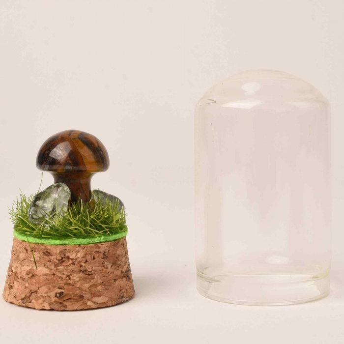 Figurina din piatra naturala semipretioasa in forma de ciuperca in mini terrarium 5 cm din sticla [4]