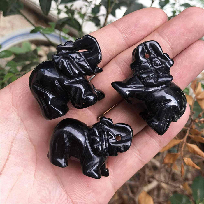 Figurina elefant din piatra semi-pretioasa sculptata manual - Statuie din cristale vindecatoare Reiki de buzunar pentru meditatie, pace [5]