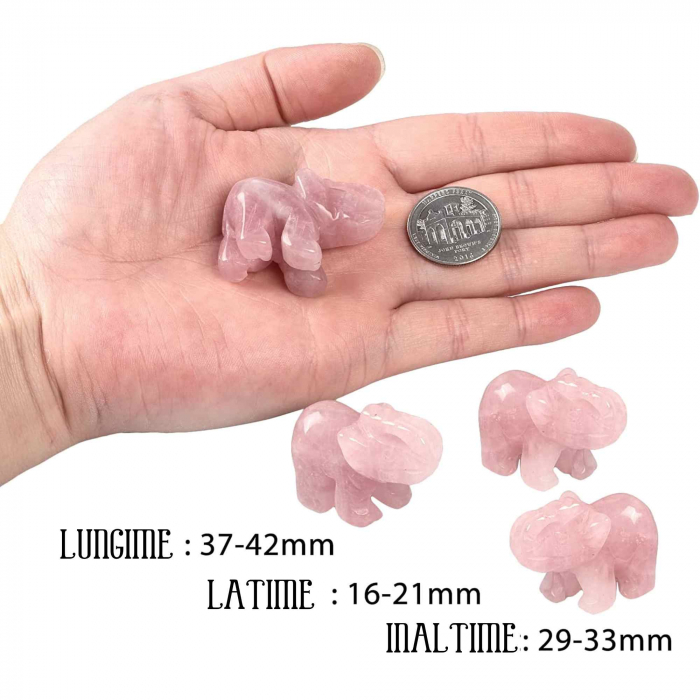 Figurina elefant din piatra semi-pretioasa sculptata manual - Statuie din cristale vindecatoare Reiki de buzunar pentru meditatie, pace [3]