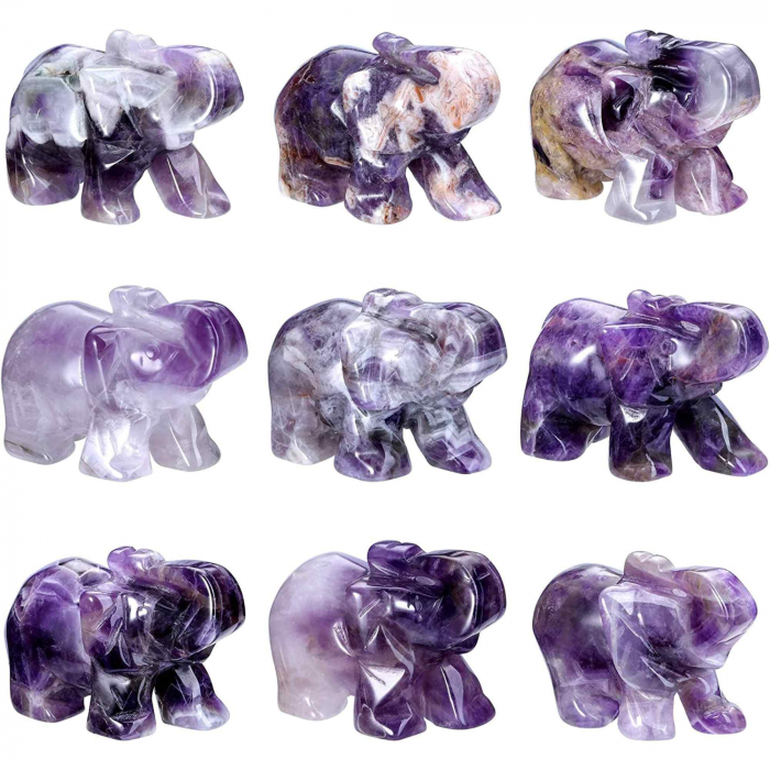 Figurina elefant din piatra semi-pretioasa sculptata manual - Statuie din cristale vindecatoare Reiki de buzunar pentru meditatie, pace [5]