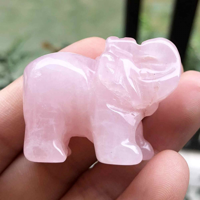 Figurina elefant din piatra semi-pretioasa sculptata manual - Statuie din cristale vindecatoare Reiki de buzunar pentru meditatie, pace [2]