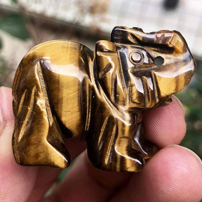 Figurina elefant din piatra semi-pretioasa sculptata manual - Statuie din cristale vindecatoare Reiki de buzunar pentru meditatie, pace [2]