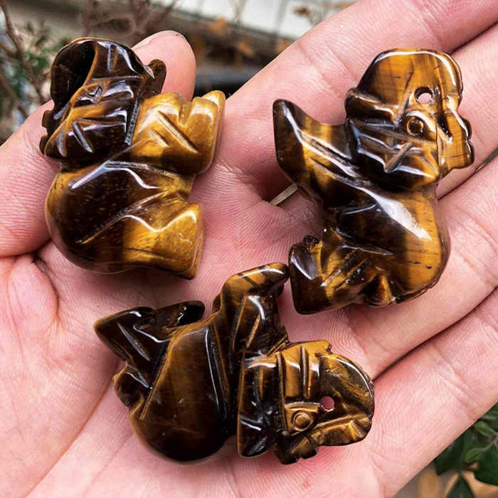 Figurina elefant din piatra semi-pretioasa sculptata manual - Statuie din cristale vindecatoare Reiki de buzunar pentru meditatie, pace [3]