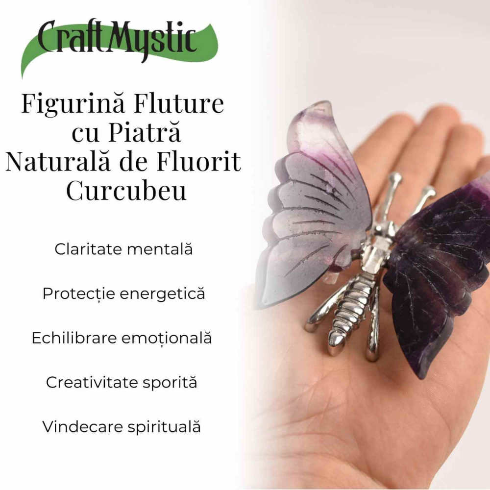 Figurina Fluture din Fluorit Curcubeu - Claritate și Echilibru [2]