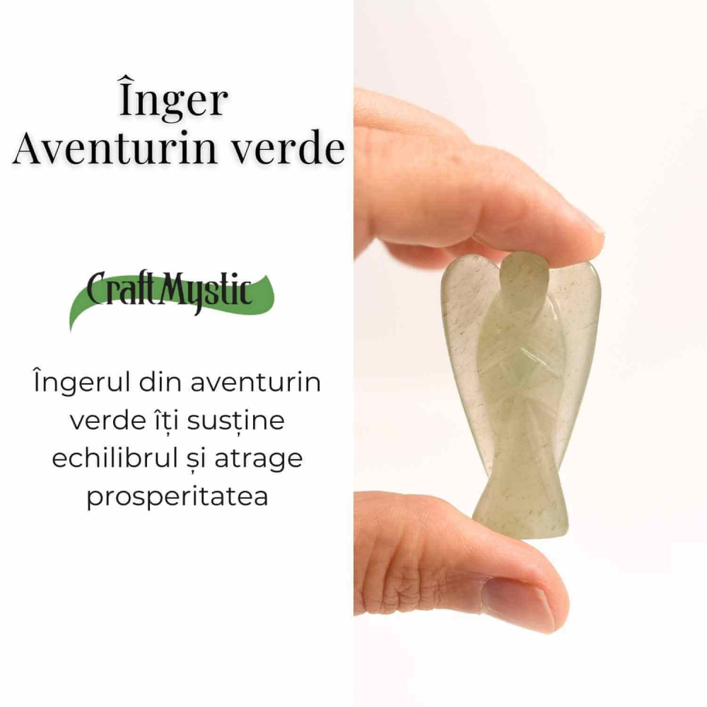 Figurina Inger din Aventurin Verde pentru Echilibru si Calm Interior, 50-55mm [4]