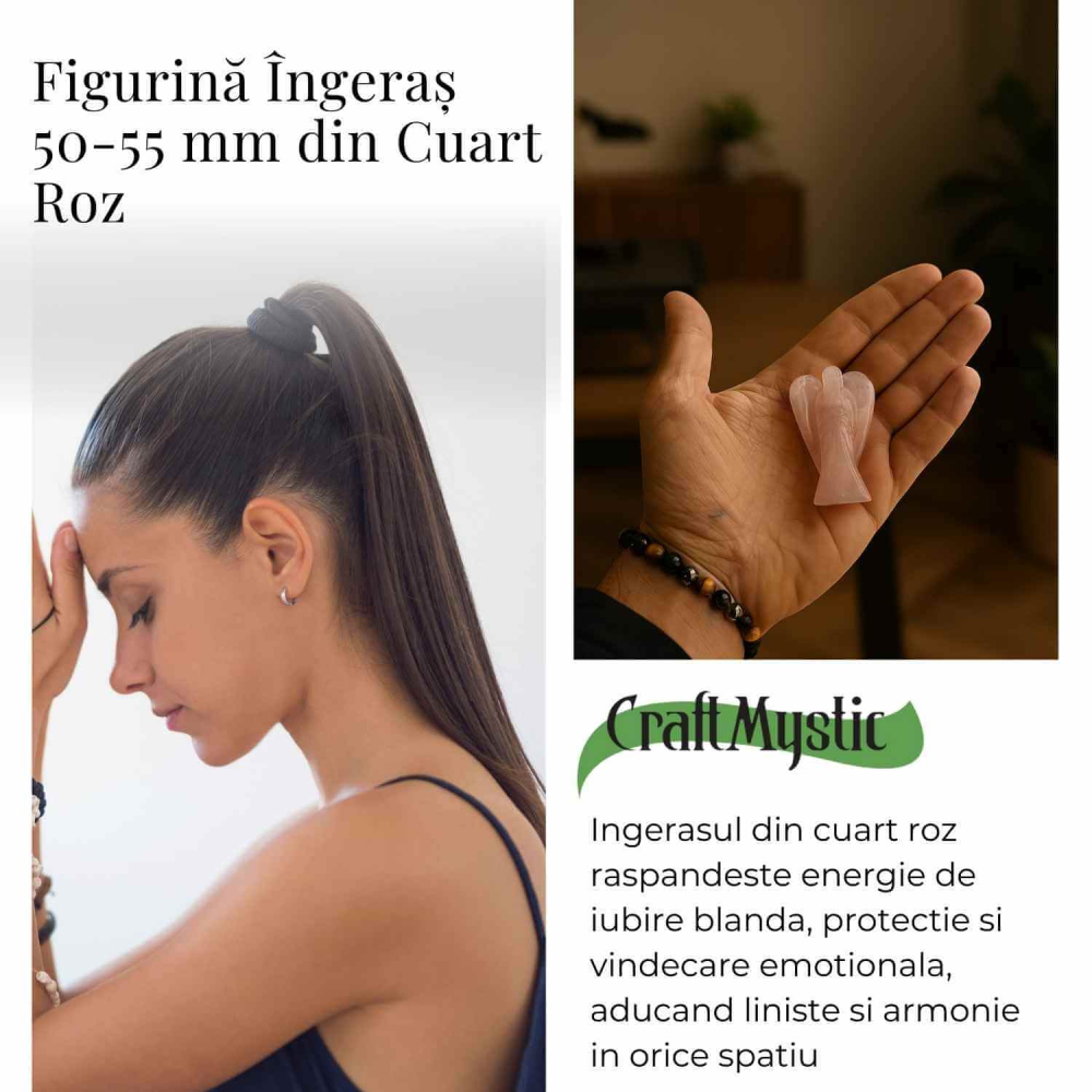 Ingeras din cuart roz 50-55 mm – Energie de iubire și protectie blanda [3]