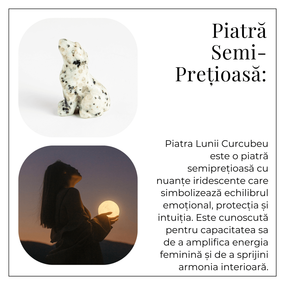 Figurina Lup din Piatra Lunii Curcubeu - Energie si Protecte Spirituala [6]
