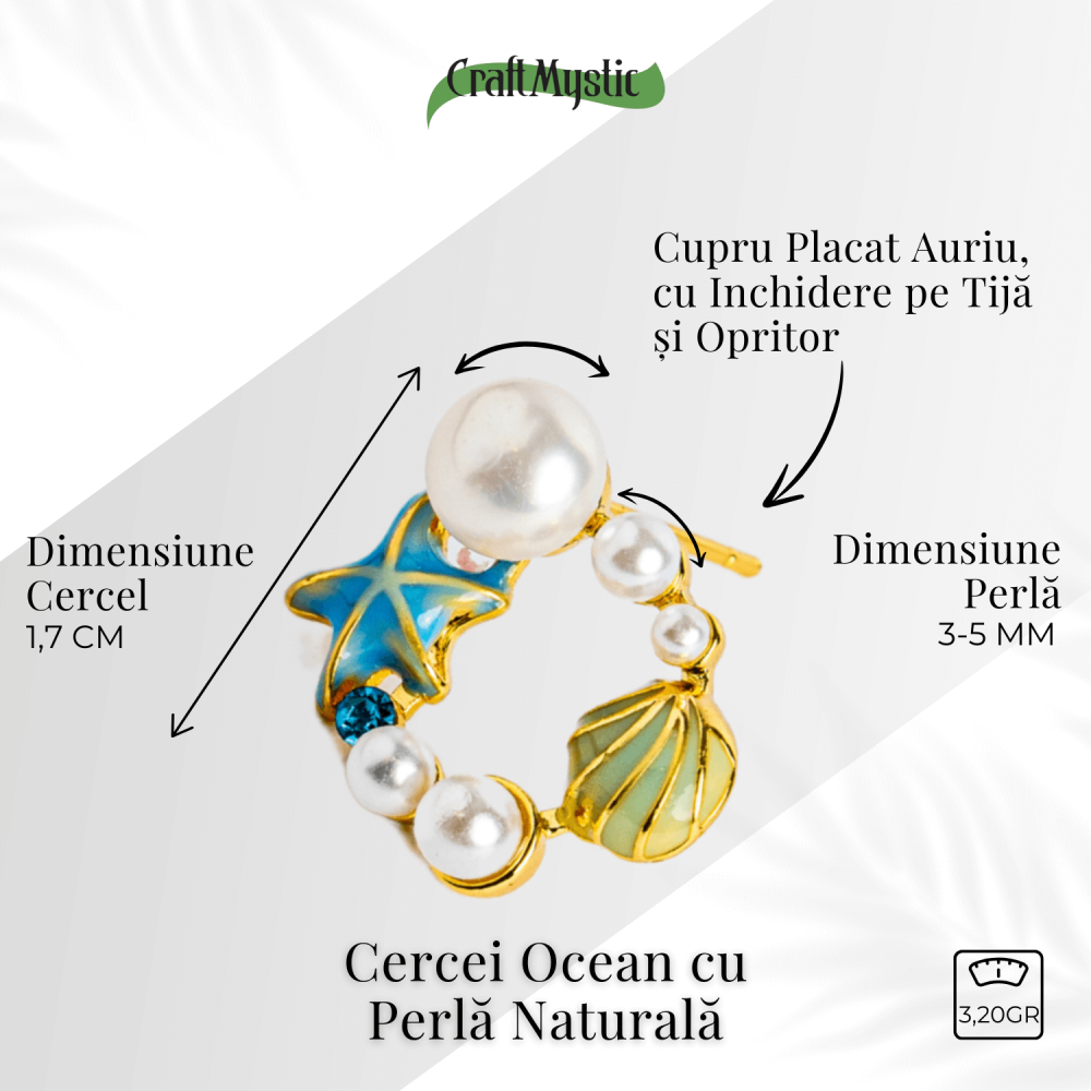 Spirit liber – Cercei Ocean cu perla naturala si detalii marine [3]
