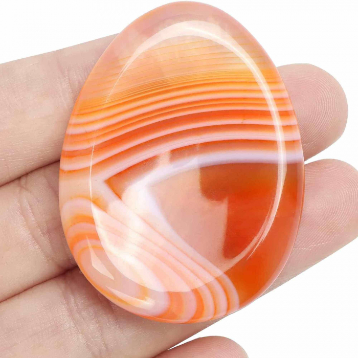 Piatra terapeutica 4 cm "Worry Stone" Carneol rosu - Pietre semipretioase de buzunar sculptate manual oval [5]