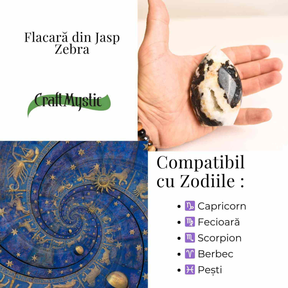 Flacara echilibrului – Zebra Jasp Indonezian pentru Claritate si Stabilitate 8-9 cm [5]