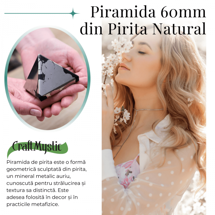 Piramida Sculptata Manual 60mm din Piatra Pirita Naturala [3]