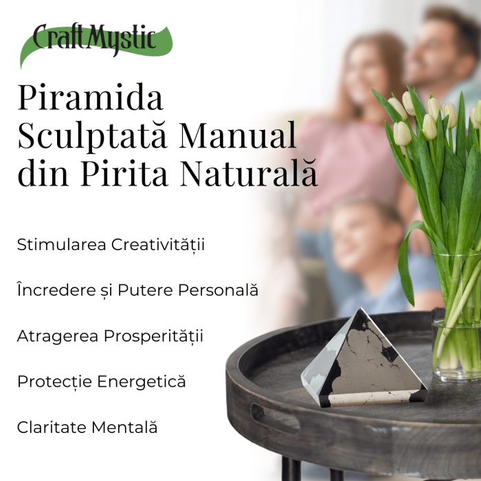 Piramida Sculptata Manual 60mm din Piatra Pirita Naturala [6]