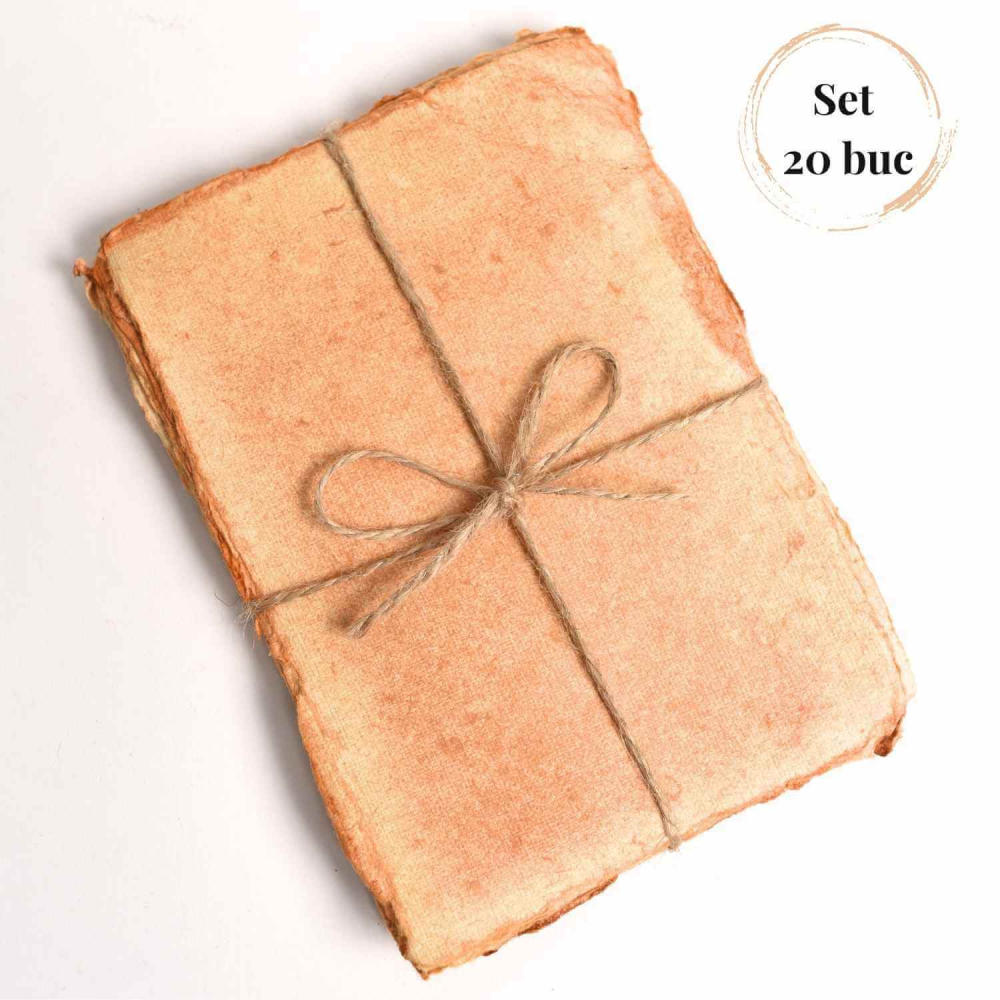 Hartie de bumbac galbena vintage 15x10 cm , Perfecta pentru arta si scris Set 20 buc