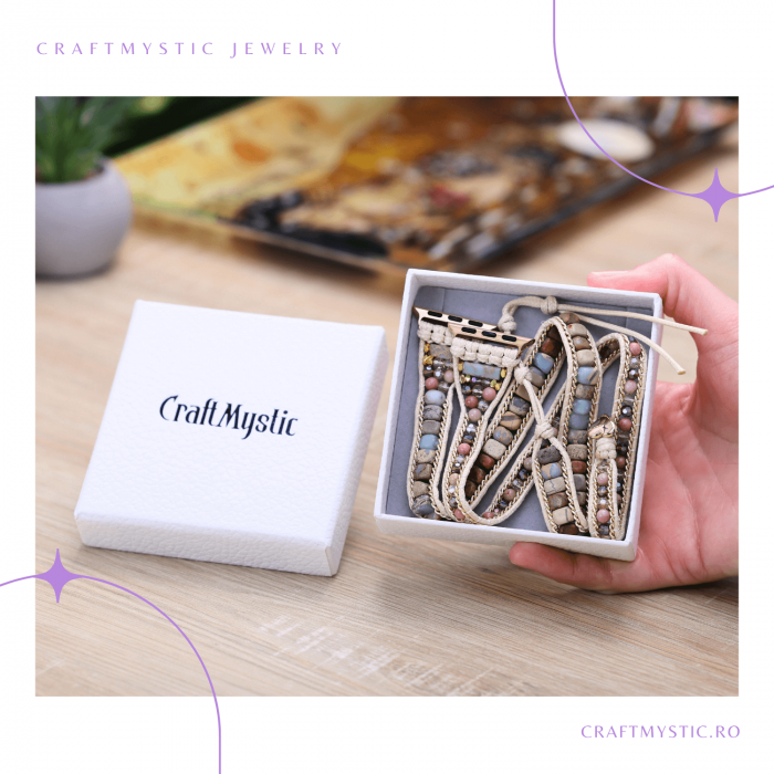 Bratara Boho cu Margele si Pietre Naturale, Compatibila Cureaua Apple Watch [2]