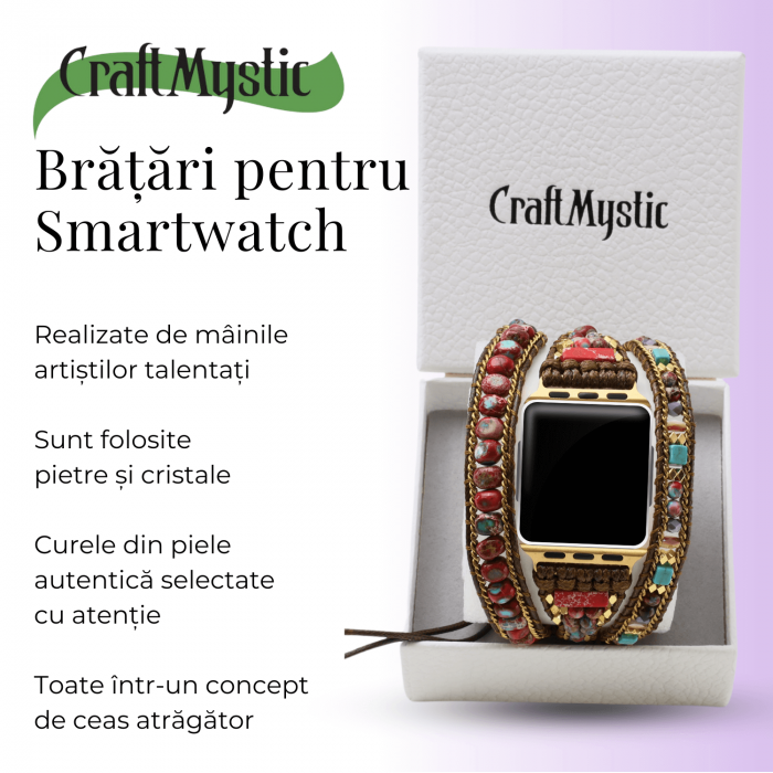 Bratara din Cristale Jasp Imperial pentru Smartwatch Apple, Model 38 mm sau 42 mm [2]