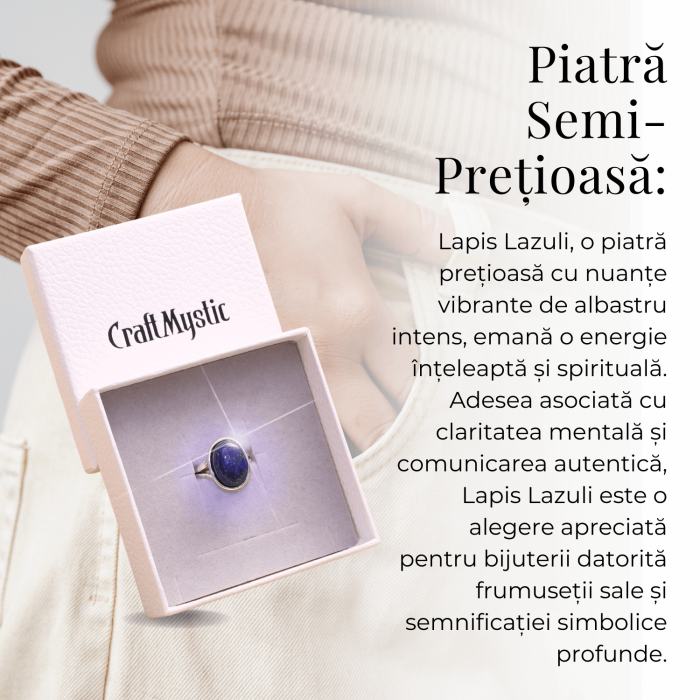 Inel Reglabil Metal Argintiu cu Piatra Naturala Lapis Lazuli [6]