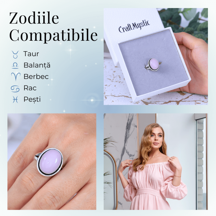 Inel Ajustabil Argintiu cu Cuart Roz natural oval, pentru iubire si armonie [5]