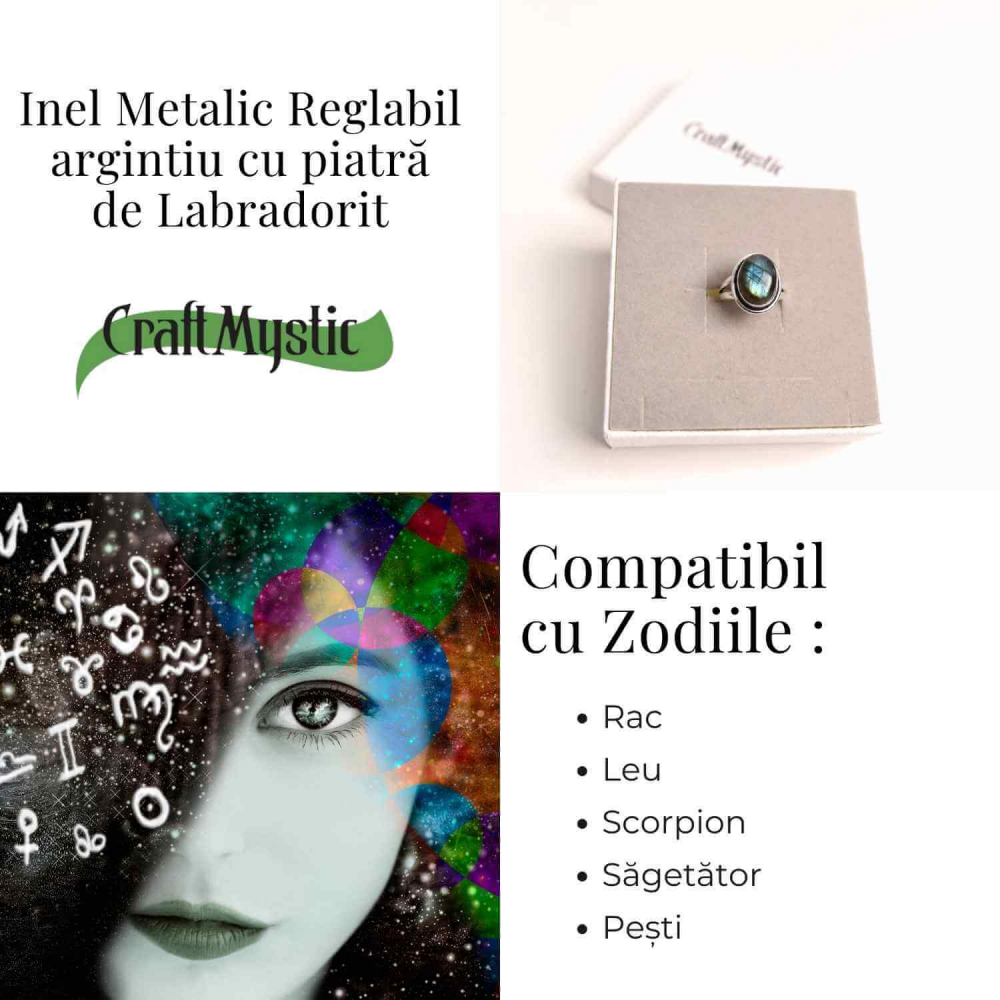 Inel ajustabil argintiu cu labradorit natural – intuitie si protectie [4]