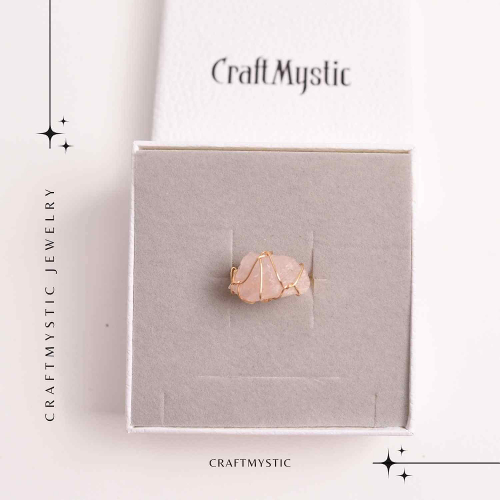 Inel Ajustabil Cuart Roz Brut forma neregulata- Vindecare Emotionala si Iubire [6]