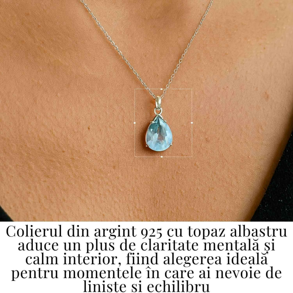 Claritate si Expresivitate – Colier Argint 925 cu Topaz Albastru fatetat Lacrima [2]