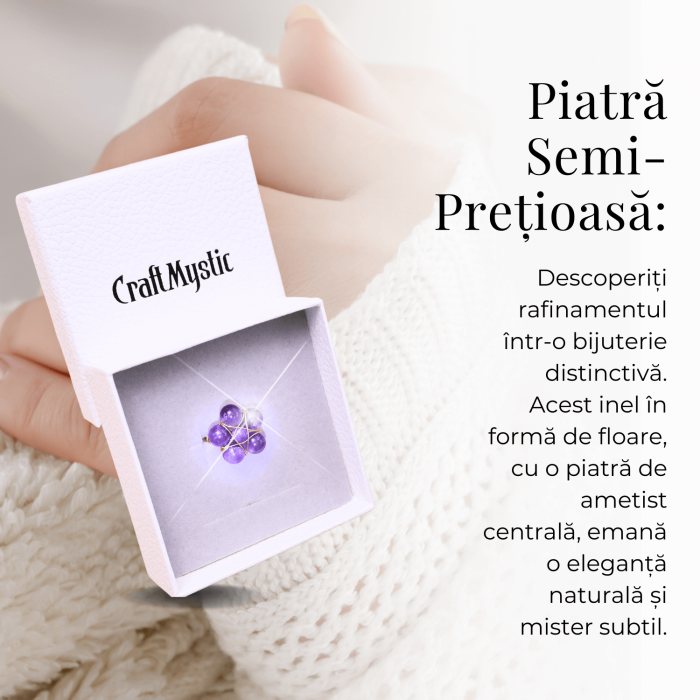 Inel Auriu cu Design Floral din Ametist [8]
