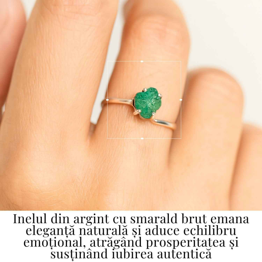 Inel Argint 925 cu Smarald Brut – Vindecare si Iubire Sincera [2]