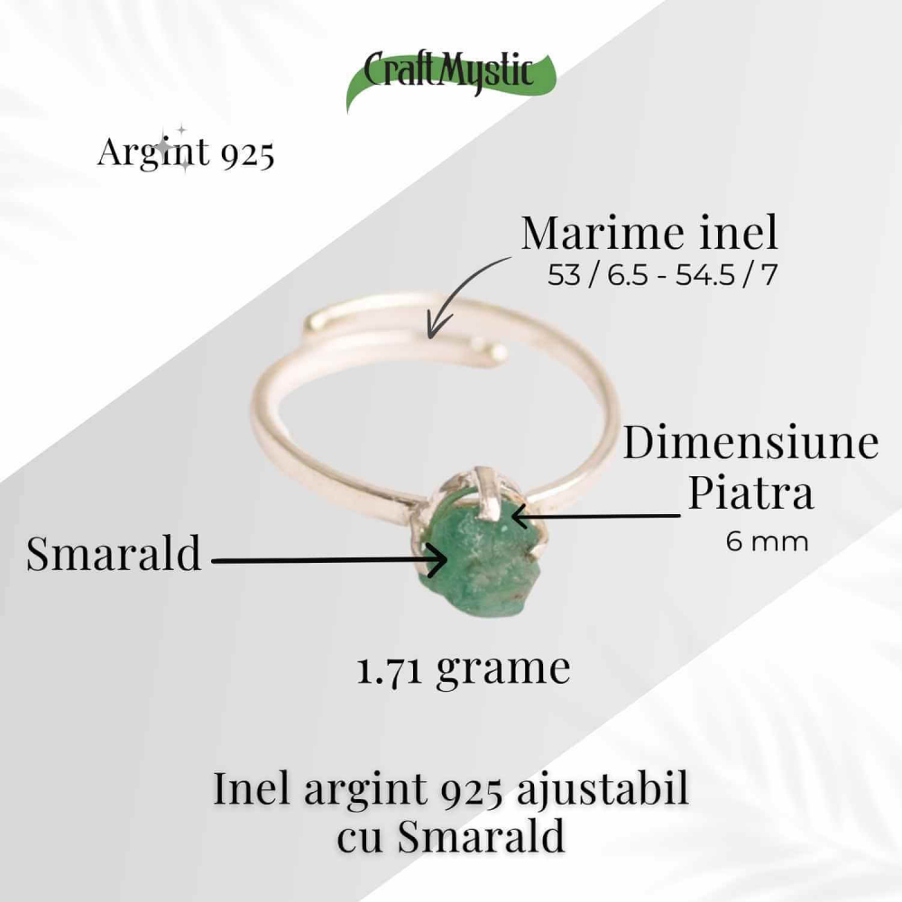 Inel Argint 925 cu Smarald Brut – Vindecare si Iubire Sincera [4]