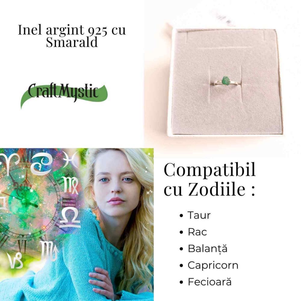 Inel Argint 925 cu Smarald Brut – Vindecare si Iubire Sincera [5]