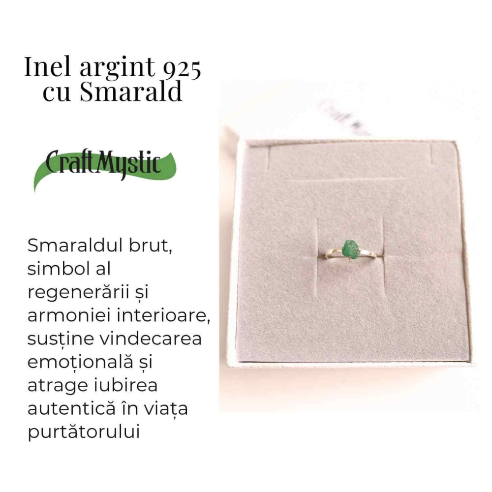 Inel Argint 925 cu Smarald Brut – Vindecare si Iubire Sincera [3]