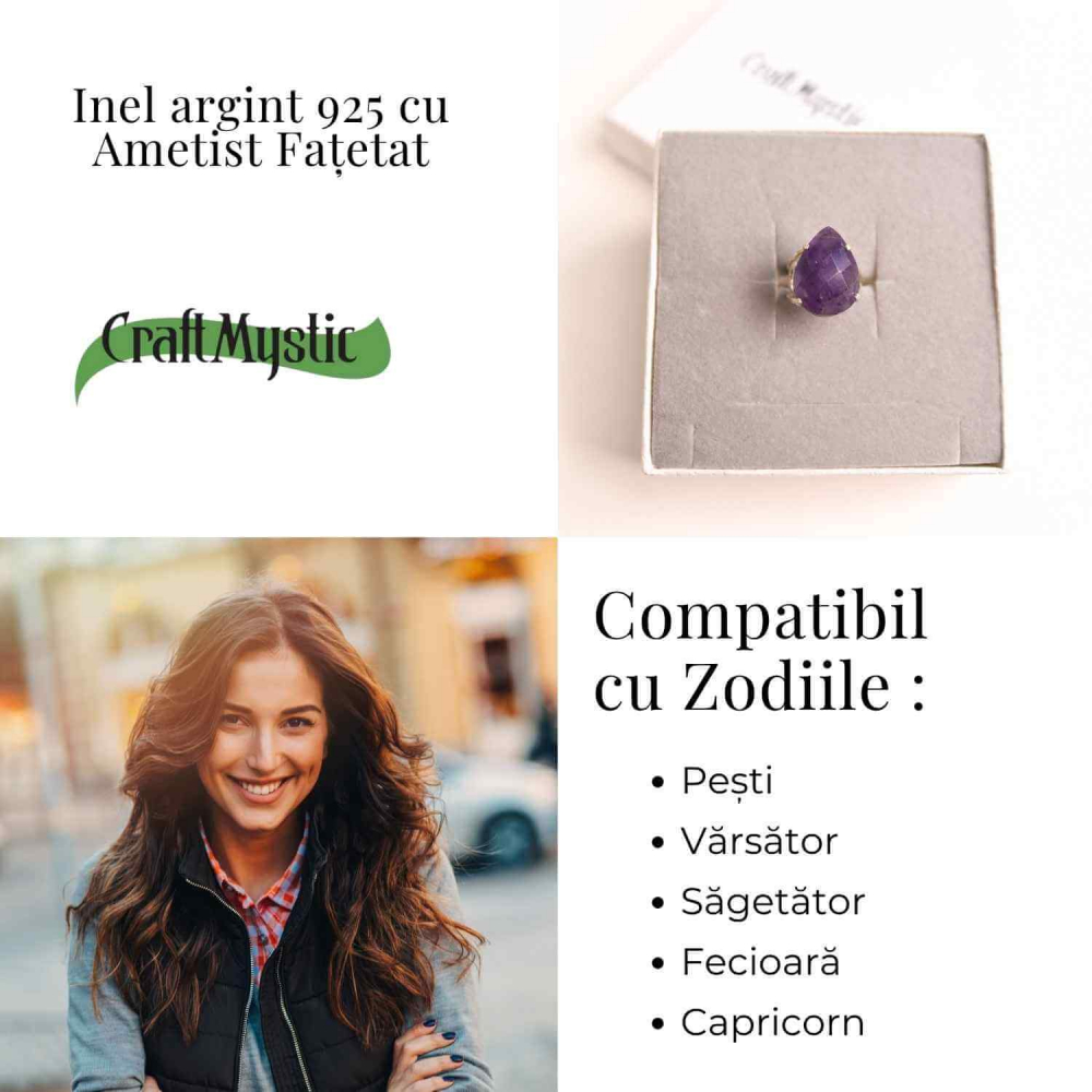 Inel Argint 925 cu Ametist Fatetat – Echilibru si Claritate Mentala [5]