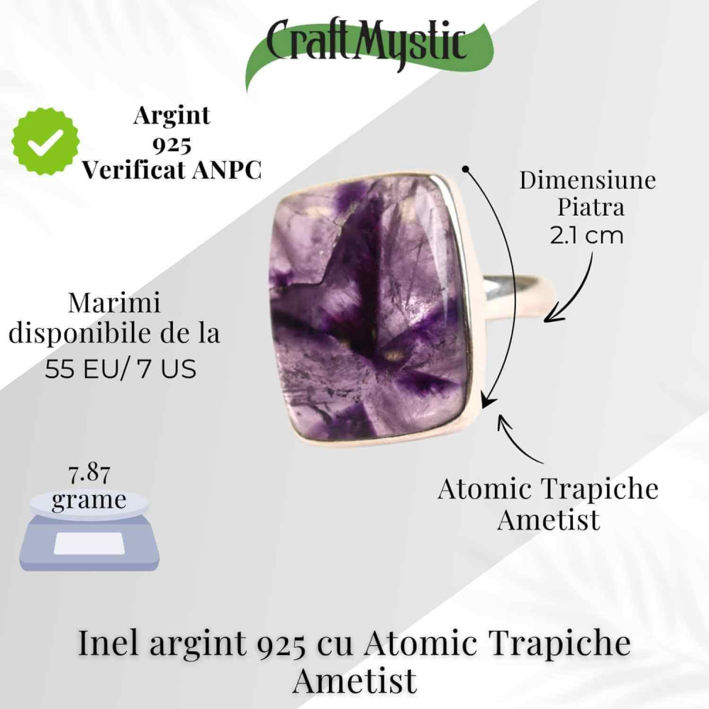Inel argint 925 cu Atomic Trapiche Ametist dreptunghiular – Claritate si Protectie Spirituala [5]
