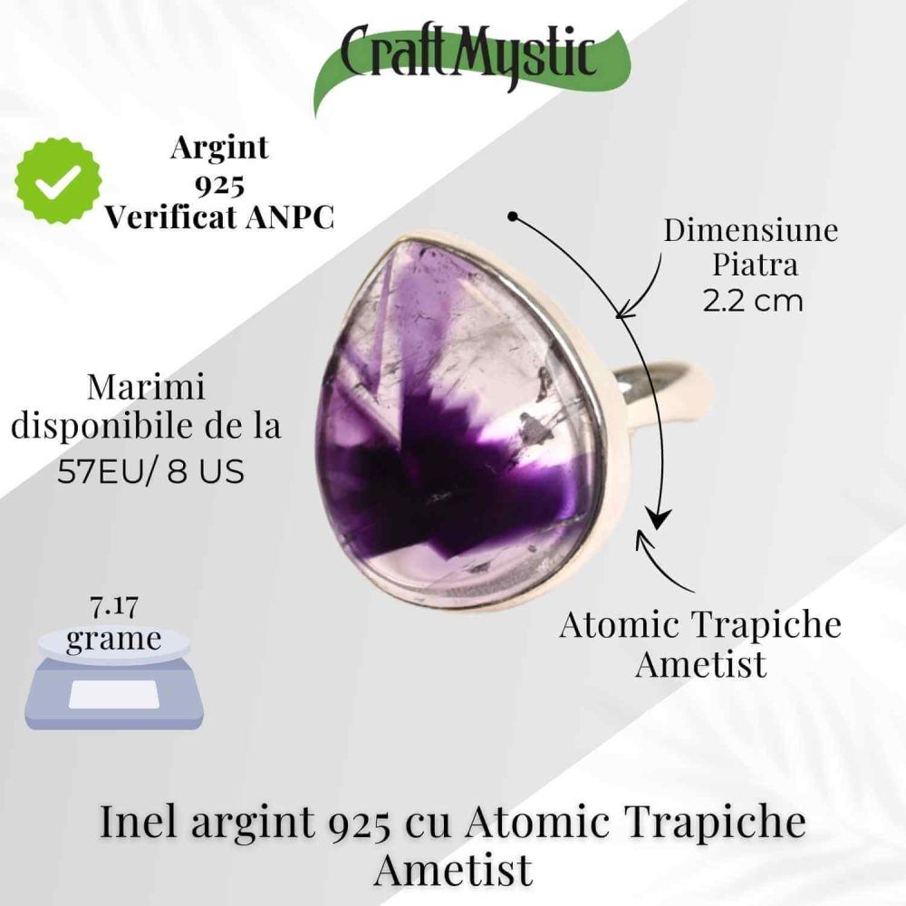 Inel argint 925 cu Atomic Trapiche Ametist lacrima – Claritate si Protectie Spirituala [5]