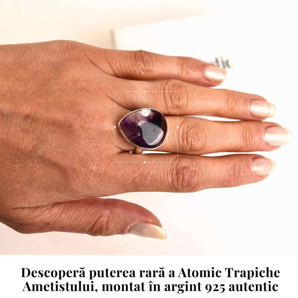 Inel argint 925 cu Atomic Trapiche Ametist lacrima – Claritate si Protectie Spirituala [2]