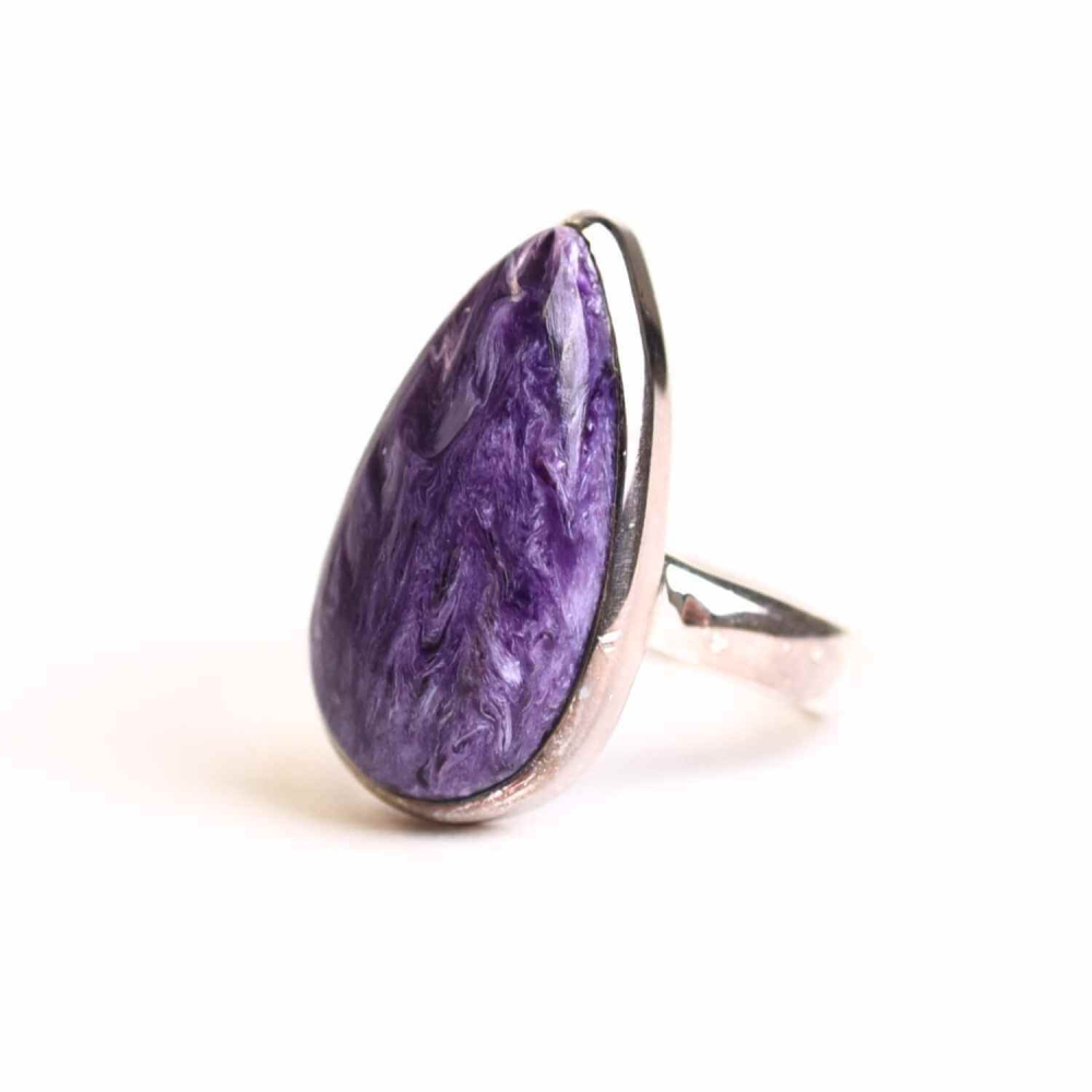 Inel argint 925 cu Charoite picatura ,   Transformare si intuitie