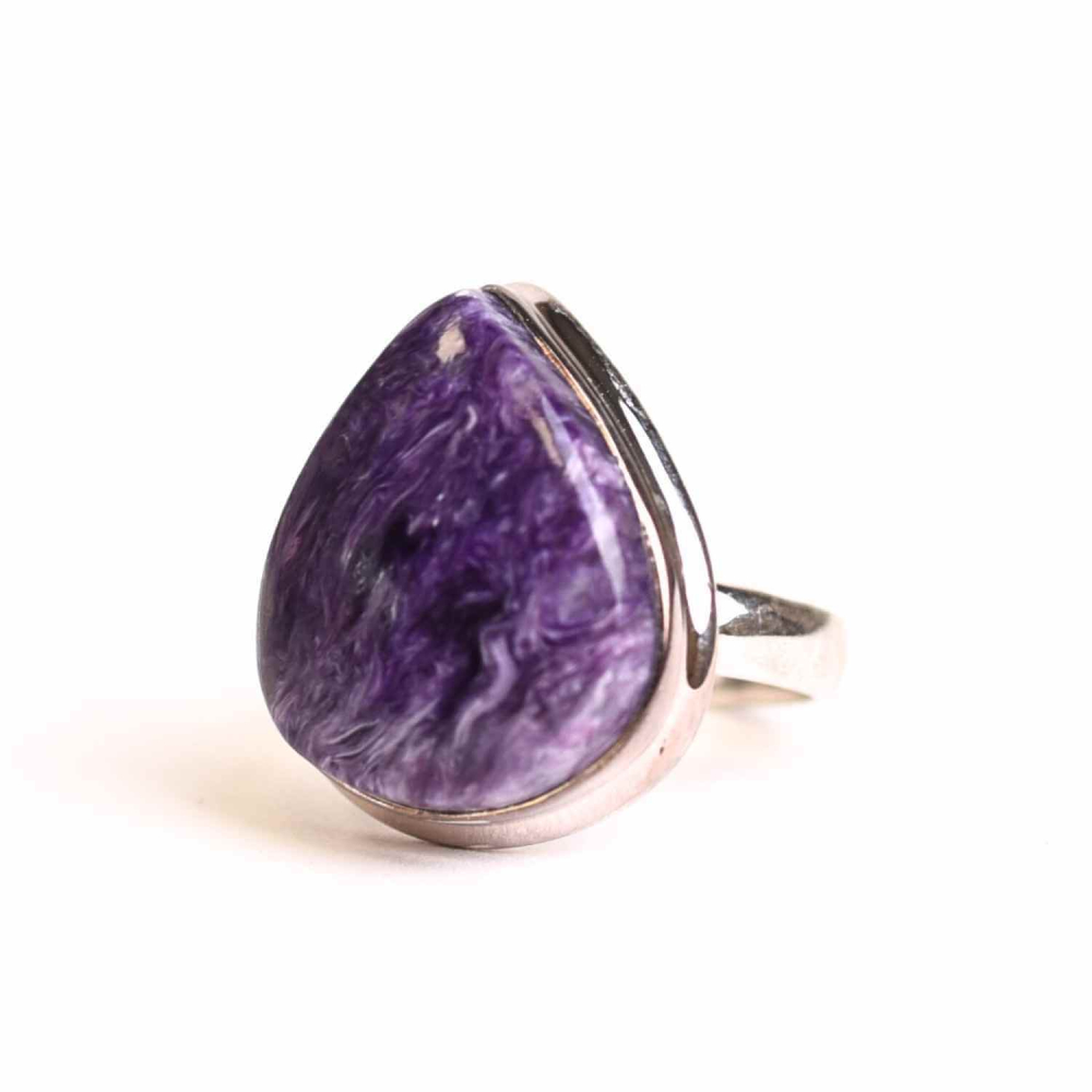 Inel argint 925 cu piatra naturala Charoite lacrima ,   Transformare si Putere Interioara