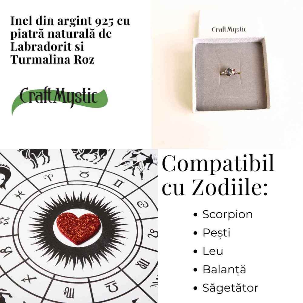 Inel argint 925 cu Labradorit si Turmalina Roz – Armonie si Echilibru Emotional [4]