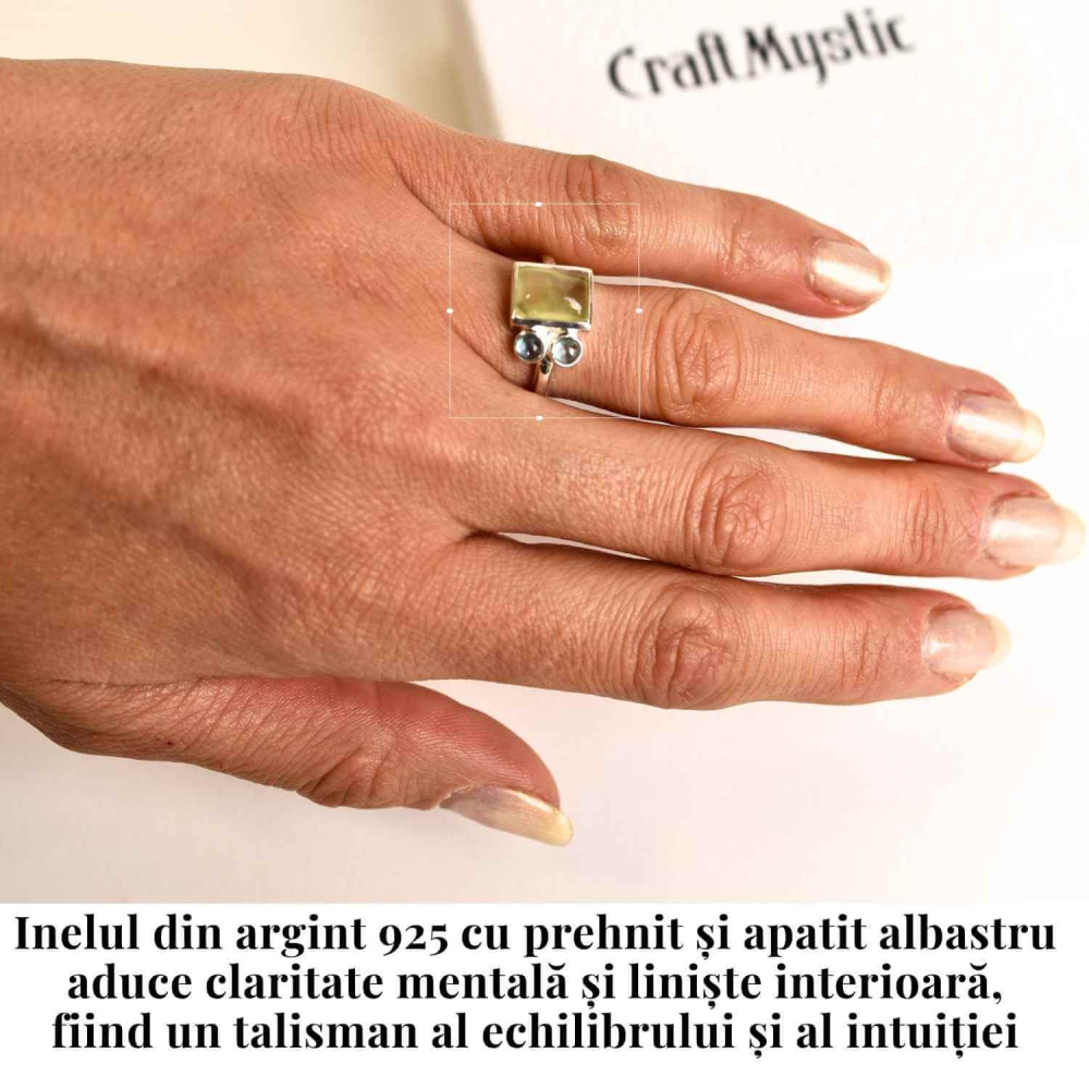 Inel Argint 925 cu Prehnite si Apatit Albastru – Claritate si Armonie Interioara [2]