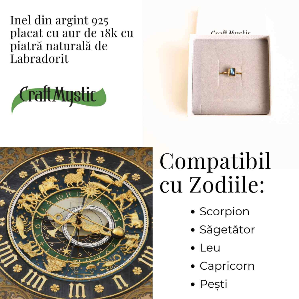 Inel Argint 925 placat cu aur 18K cu Labradorit – Claritate si Protectie Energetica [4]