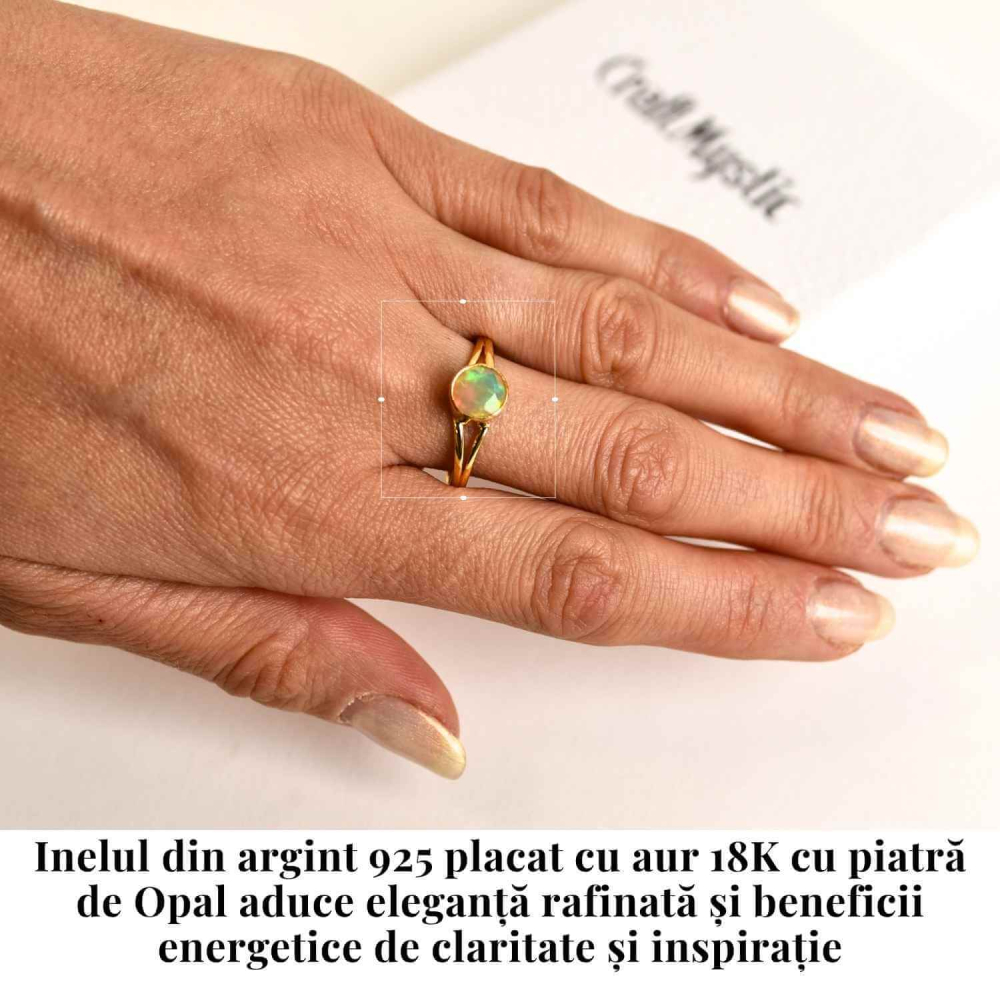 Inel Argint 925 placat cu aur 18K cu Opal Etiopian fatetat – Lumină și Magie Interioară [2]
