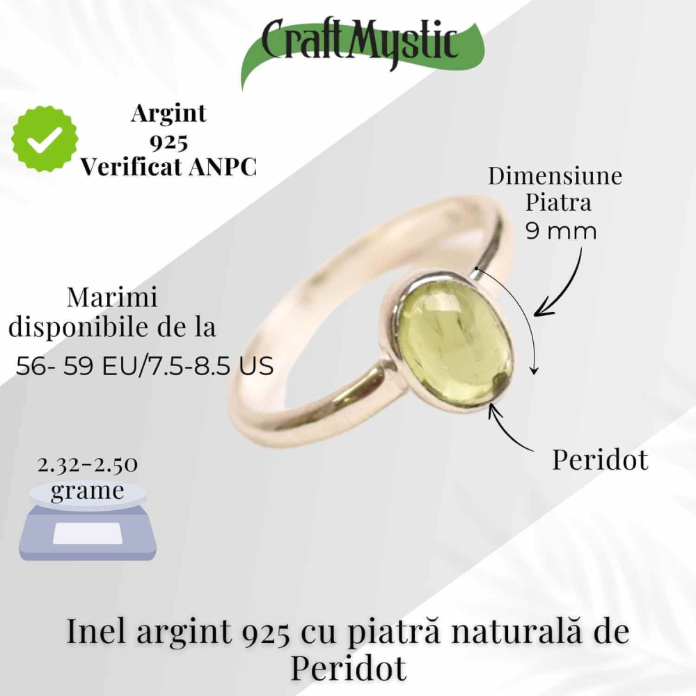 Inel argint 925 cu Peridot natural oval – Lumina si Echilibru [5]
