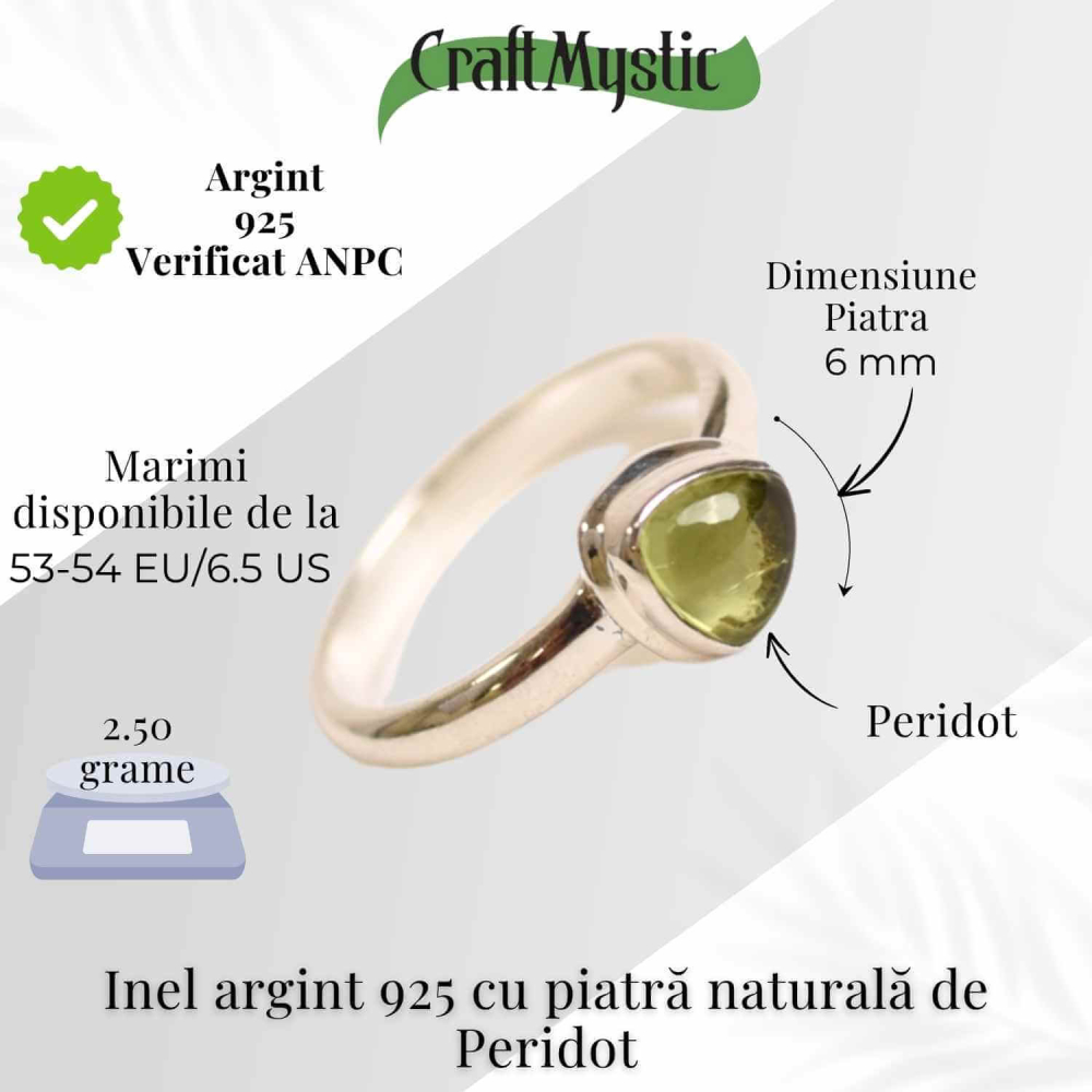 Inel argint 925 cu Peridot triunghiular – Energie si echilibru interior [5]