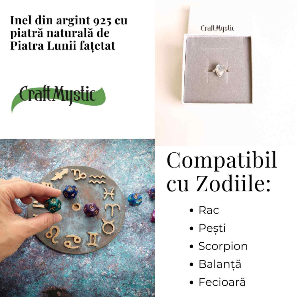 Inel Argint 925 cu Piatra Lunii Fatetata in Forma de Lacrima – Intuitie si Echilibru Emotional [4]