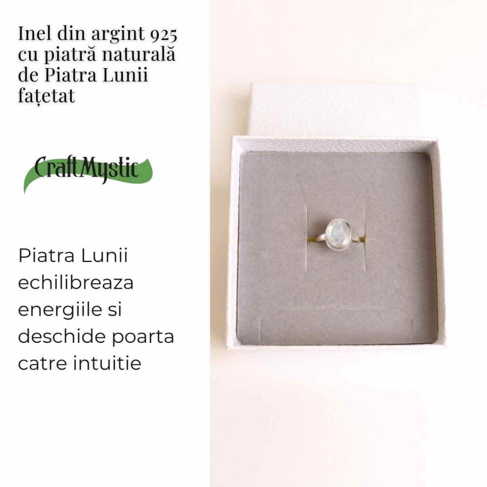 Inel Argint 925 cu Piatra Lunii Fatetata Oval– Lumina Interioara si Echilibru Emotional [3]