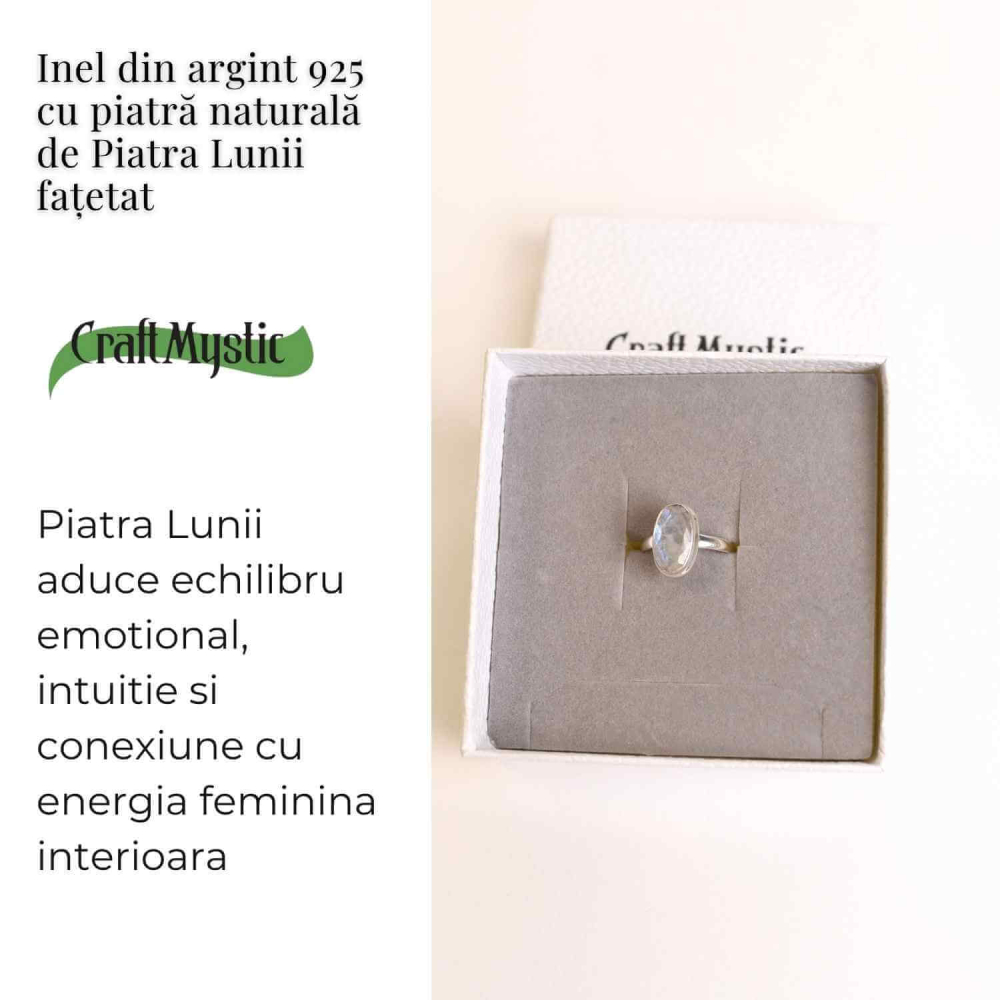 Inel Argint 925 cu Piatra Lunii Fatetat Ovala – Intuitie si Echilibru Emotional [3]