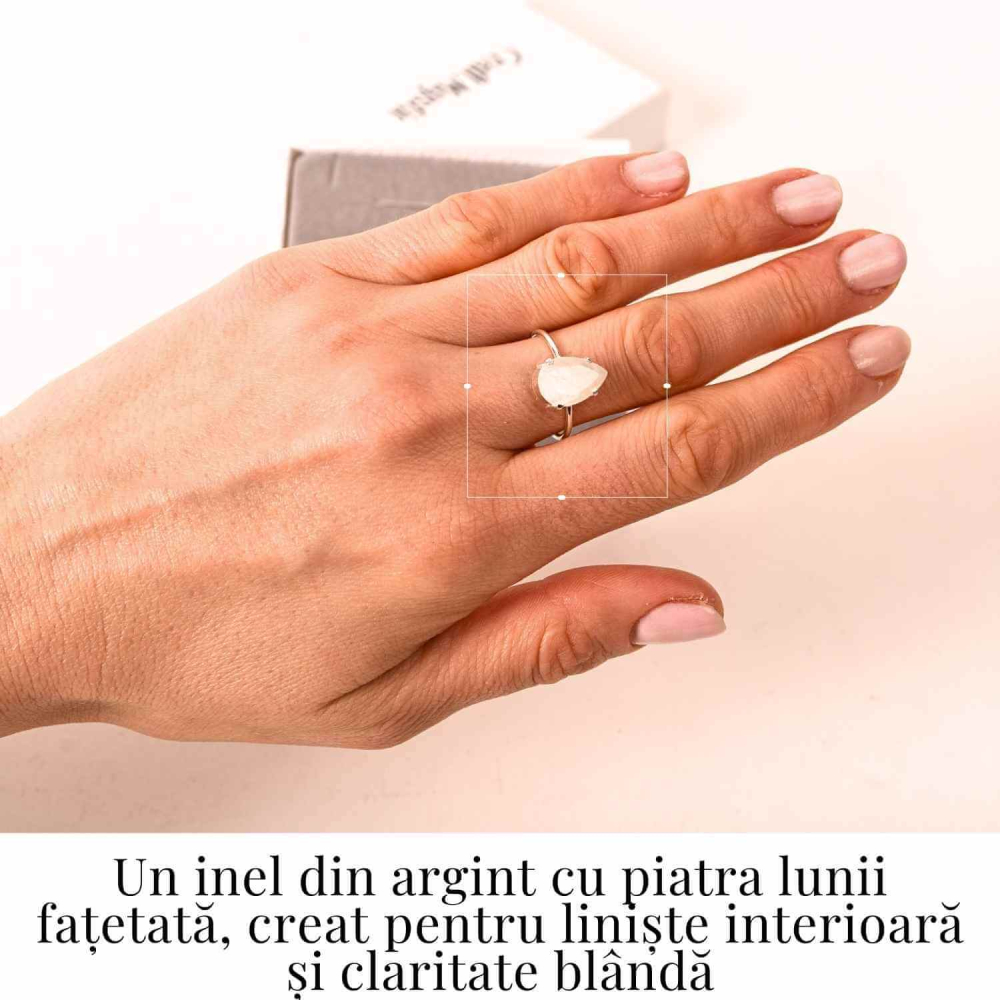 Inel din argint 925 cu piatra lunii fatetat, pentru calm si echilibru interior [2]