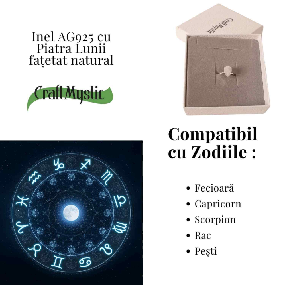 Inel din argint 925 cu piatra lunii fatetat, pentru calm si echilibru interior [5]