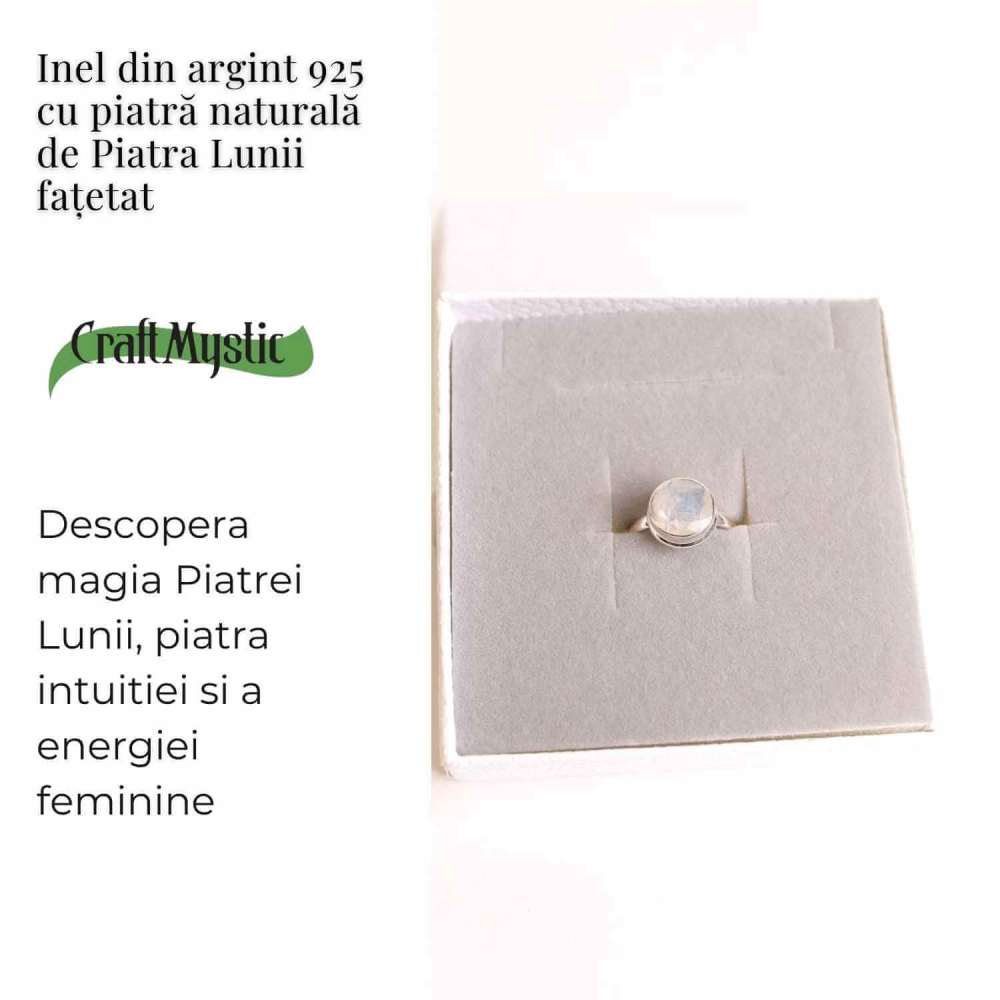 Inel Argint 925 cu Piatra Lunii Fatetata Rotunda – Claritate Emotionala si Energie Feminina [3]